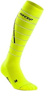 CEP Nighttech socks redesign for women, colourful reflective running stockings, Reflective, neon yellow, Large