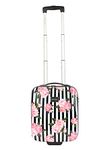 Betsey Johnson Stripe Roses Printed Carry On Hardside Wheeled Under The Seat Bag