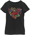 Marvel Girls' Little, Big Hero Heart T-Shirt, Black, Large