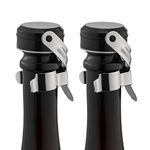 WOTOR Champagne&Wine Stopper Stainless Steel with Food Grade Silicone, Leakproof Keep Fresh, Reusable Saver for Wine, Champagne, Cava, Prosecco and Sparkling, Wine Cork, Sealer (2Pack Silver)