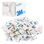 XHF 100 PCS 3/4" White Self Adhesive Cable Zip Tie Mounts Wire Cable Clips Holders Management Anchors Organizer Holders Squares(HS-101S)