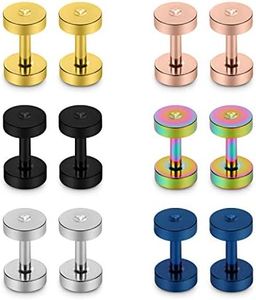 Lcolyoli Screw Fit Ear Gauges Kit Surgical Steel Tunnel Expander Earrings Earlobe Plugs Body Piercing Jewelry for Women Men 12 Pieces Set 14G Silver Rose Gold Black Blue Rainbow