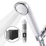 Miniwell Shower Head Filter L750 - Handheld High Pressure Ionic Filtered Shower head without Hose --Remove Chlorine for Hard Water Softener with Citrus Smell for Dry Skin and Hair Loss, White Color with Self Adhesive bracket(Shower Head with Hose)