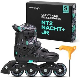 Flying Eagle NT2 Nacht+ Jr. Inline Skates - Adjustable 5-Size Boot, Children's Roller Skates for Kids - Black, EU Sizes 28-32 - Fun Beginner Friendly Roller Skating for Boys, Girls and Youth