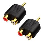 CERRXIAN LEMENG (2-Pack of) Gold Plated 3.5mm Stereo to 2-RCA Male to Female Adapter,Audio Splitter Adapter, Dual RCA Jack Adapter