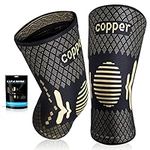 Copper Knee Support for Women/Men 2 Pack - Best Knee Brace Compression Sleeve Support for Arthritis, Knee Pain, Meniscus Tear, ACL, MCL, Joint Pain Relief, Running, Sports, Squats