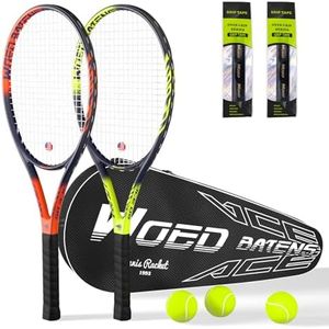 Pro Tennis Racket for Adults, 2 Player 27 inch Speed Tennis Racquet Acceptable for Beginner and Professional with 3 Tennis Balls, 2 Vibration Dampes, 2 Overgrips, Tennis Bag
