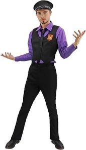 C-ZOFEK US Size Men's Purple Cosplay Costume Halloween Outfit with Hat and Glassses, Purple