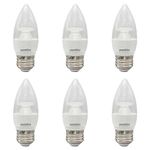 Sunlite 41852 LED B11 Clear Chandelier Light Bulb, 4.5 Watts (40W=), 300 Lumens, 120 Volts, Dimmable, Medium E26 Base, Energy Star, 90 CRI, ETL Listed, Torpedo Tip, 2700K Warm White, 6 Pack