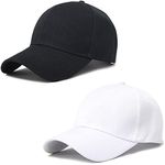 XYIYI 2Pcs Black White Men Classic Baseball Cap Women Adjustable Golf Dad Hats