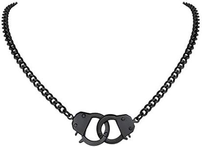 Black Handcuffs Choker Necklace Punk Chain Goth Jewelry 16inch Punk Friendship Pendant Infinity Necklace for Women