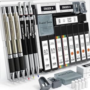 Four Candies Set di matite meccaniche per l'arte, 3PCS Portamine con Gomme per artisti da 0,5, 0,7, 0,9 mm e 3PCS portamine da 2 mm con 432PCS ricariche di grafite per disegno e schizzo