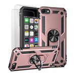 ULAK Compatible with iPod Touch 7 Case/iPod Touch 6 Case with 2 HD Screen Protectors, Hybrid Rugged Shockproof Cover with Built-in Kickstand for iPod Touch 7th/6th/5th Generation (Rose Gold)