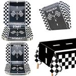 61Pcs Racing Car Party Decorations - Black and White Checkered Racing Car Tableware Set, Race Car Plates, Napkins, Racetrack Tablecloth for Kids' Race Car Themed Birthday Party, Serves 20