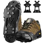 XZSUN Ice cleats，Snow Ice Traction Shoe Boot Cleats， Anti Slip 10-Studs Silicone Rubber Crampons s for Footwear(XL，Black（Steel nail）)