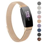 Strap for Fitbit Inspire Strap/Inspire HR Strap/Fitbit Inspire 2 Straps, Stainless Steel Metal Mesh Replacement Wristband for Fitbit Inspire/Inspire HR/Inspire 2/Ace 2 Women Men (Rose Gold)