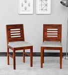 Lignum Arts Sheesham Wood Dining Chairs Set Wooden Cushion Chairs for Study Room Living Room Home (Set of 2, Natural Finish)