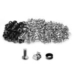 LMS DATA M6 Cage Nuts, Bolts and Washers Kit - For Rack Mount Equipment installation on Network cabinets (20 pack, Nickle), Black