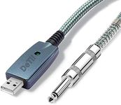 DETII 10FT USB Guitar Cable Guitar Cord USB Male to 6.35mm 1/4 Inch TS Mono Jack Connector Cord Compatible Windows Guitar Base to PC USB Recording Connection Cable Adapter (Green White)