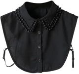 Verdusa Women's Fake Collar Detachable Dickey Collar Half Shirts Blouse Beaded Black One-Size