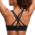 CRZ YOGA Women's Strappy Sports Bras Fitness Workout Padded Yoga Bra Criss Cross Back Black Medium