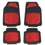 FH Group Automotive Floor Mats - Heavy-Duty Metallic Rubber Floor Mats for Cars, Universal Fit Full Set, Climaproof & Trimmable Floor Mats for Most Sedan, SUV, Truck, Red