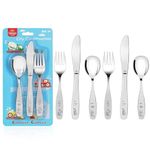 Lehoo Castle Kids Utensils Set, 6 Pcs Kids Cutlery Stainless Steel - 2 x Knife/Fork/Spoon, Toddler Spoon and Fork Set(Construction Vehicles x 6)