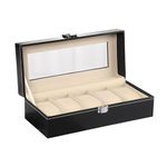 NISHIV Watch Storage Box Leather Jewelry Storage Organizer Case Portable Watch Organizer Case Holder Transparent Window Watch Collection With Lock (5 Slot Watch Box)