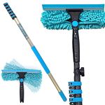 IGADPole Professional Telescopic Window Cleaning Kit 24 Foot (7m) Extension Pole and Single Pivot 10"(25cm) Window Squeegee, Window cleaning washer tools