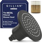 Gillian™ by HammerHead High Pressure Shower Head with Filter – Genuine KDF-55 Filtered Shower Head for Hard Water, Healthier Skin & Hair – Metal 6-Inch Rainfall Showerhead with Filters, Matte Black