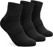 TSLA 3-Pack Diabetic Socks - Non-Binding, Breathable Cotton Blend, Cushioned Soles, Unisex MZS55-BLK_M