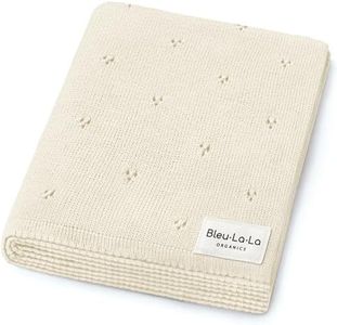 Bleu La La Organic Pointelle Receiving Swaddle Blanket for Boys & Girls - 100% Luxury Organic Soft Cotton Knit Warm Cozy Cuddle Stroller Crib Blanket for Newborns Infants & Toddlers