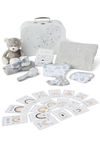 Baby Box Shop - Baby Unisex Gifts, Newborn Essentials, Ideal Baby Shower Gifts & Gender Reveal Gifts - Includes 8 Double Sided Baby Milestone Cards in Cute Grey Baby Hamper