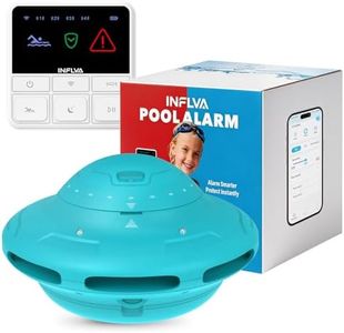 INFLVA Smart Pool Alarm with App Connectivity | Real-Time Phone Alerts & Adjustable Sensitivity | LED Status Monitoring | for Inground & Above Ground Pools | Housewarming Gift Pool Owners Cyan