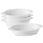 UIBFCWN Ceramic Au Gratin Baking Dishes,12oz Oval Baking Dish with Handles for Kitchen, Small Mini Casserole Dishes for Oven Safe, Ceramic Bakeware Ideal for Casserole, Lasagna, 8.2x5x1.45 inch