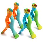 Beach Towel Clips, Kaluofan 4PCS Towel Clips for Beach Chairs, Strong Beach Chair Clips for Towels, Vivid Parrot Shape Beach Accessories (Blue+Orange)