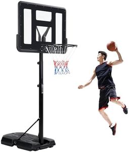 Basketball Hoop Outdoor 10ft Adjustable, Portable Basketball Hoop Goal System with 44 Inch Shatterproof Backboard,Basketball Hoop & Goal for Kids/Adults Indoor