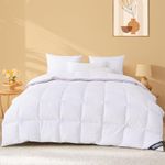 BedFabtasy Luxury Gusseted Feathers Down Duvet Double Size 7.5 Tog, 100% Organic Cotton Cover, 600TC, Breathable & Soft & Down Proof, Hotel Quality Double Quilt For Spring & Autumn, Machine Washable