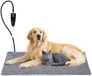 ZOMISIA Large Dog Heating Pad 35x24 Inch - 11 Adjustable Temperature and 25 Timer Options, Heated Dog Bed Indoor Waterproof with Chew-Resistant Cord for Large Dogs