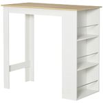 HOMCOM Modern Bar Table, Bar Height Dining Table with 3 Storage Shelves for Kitchen, Dining Room, Living Room, White