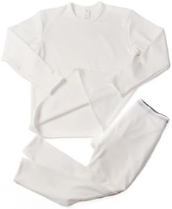 LAPASA Men's Heavyweight Thermal Underwear Long John Set Fleece Lined Base Layer Top and Bottom M24, White, Large