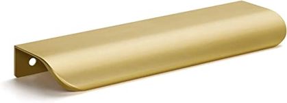 goldenwarm 10pack Gold Handles 128mm Brass Handles Gold Cabinet Handles, Finger Edge Pull Handles Brushed Brass Aluminum Profile Handle for Home Kitchen Door