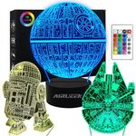 3D Night Light Star Wars Toys,3 Patterns Star Wars Lamp With Smart Touch and Remote Control 16 Color Changing Led Light,Star Wars Gifts for Birthday And Christmas Gifts for Boys,Girls, Men Kids Fans