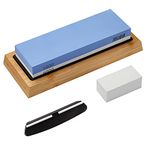 Knife Sharpeners Corundum Whetstone 2-in-1 Knife Sharpening Stone 1000/6000 Dual Grit Side with Anti-Slip Silicone Holder Angle Guide Ideal Grinding Stone for Chefs and Cooking Lovers