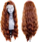 SeraphicWig Natural Wave Synthetic Lace Front Wigs For Women Brown Natural Looking Fiber Hair Wig Heat Resistant Half Hand Tied Fashion Wig