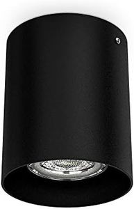 B.K.Licht - Round Ceiling Light, Black, Surface-Mounted Spotlight with GU10 Socket, Metal, Surface-Mounted Spotlight Without Light Bulb