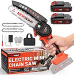Mini Cordless Chainsaw Kit, Upgraded 4" One-Hand Handheld Electric Portable Chainsaw, 21V Rechargeable Battery Operated, for Tree Trimming and Branch Wood Cutting by New Huing