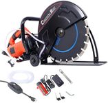 14" Wet/Dry Electric Concrete Saw, 15 Amp Cut Off Saw with Water Line Attachment, Dust Port, Guide Roller, Adjustable Angle, 5" Cutting Depth, 4300 RPM, Blade Included