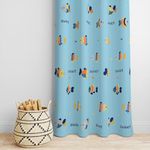 DECOMIZER Super Soft Brushed Microfiber Cotton Kids Door Curtains for Kids Room,Nursery, Bedroom Playroom,48X84(Inches) 7 Feet for Kids Room, Kids Curtain,Pack of 2 Panel Door Curtains, Aqua Fish