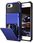 Vofolen Case for iPhone 8 Plus Case Wallet Card Holder ID Slot Anti-Scratch Dual Layer Protective Bumper Rugged TPU Rubber Armor Hard Shell Cover for iPhone 6 Plus 6s Plus 7 Plus 8 Plus Navy Blue